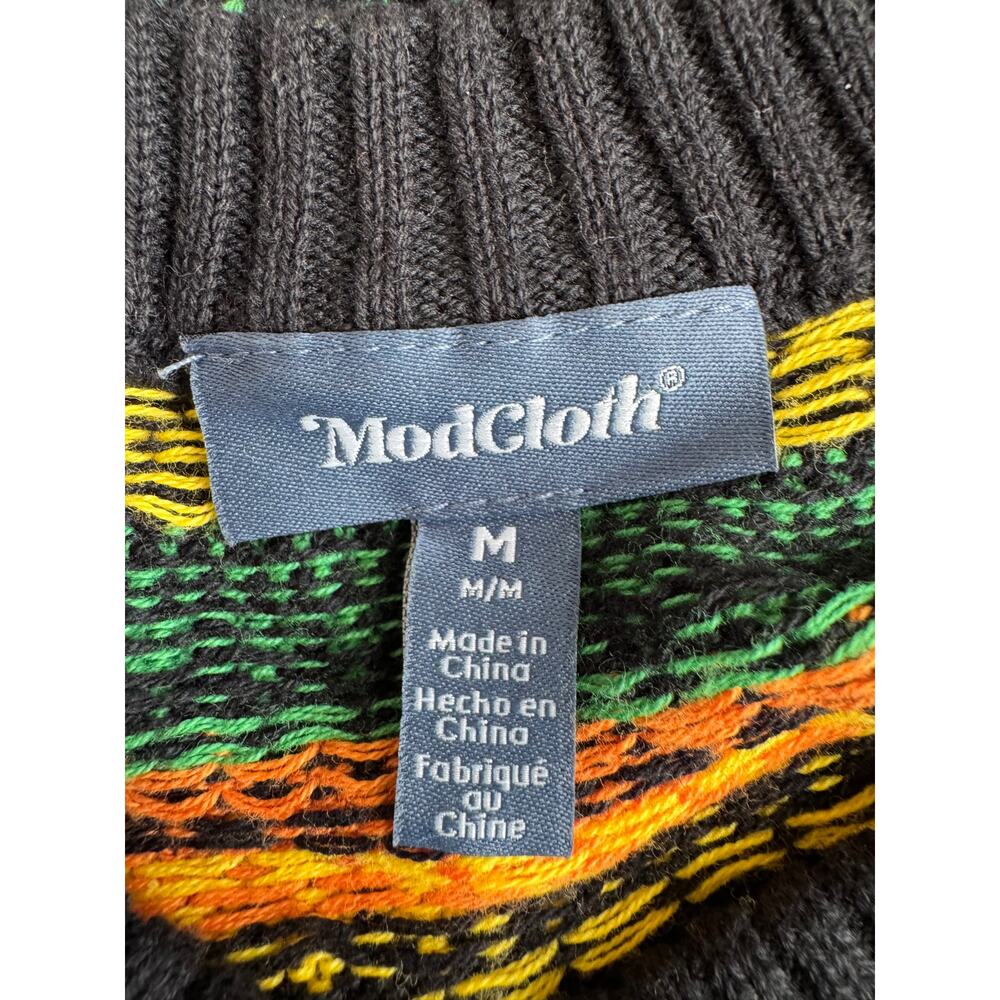 ModCloth Pumpkin Fair Isle Halloween Sweater Cardigan Pumpkin Sweater Medium - Picture 8 of 16